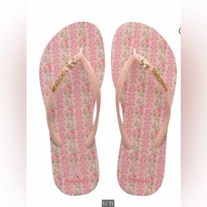 NWT LoveShackFancy Havaianas Strawberry Macaroon Pink Sandals Flip Flop Size 7/8
